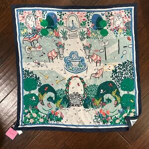 Kate Spade Garden Party Floral Print Scarf in Blue and Green